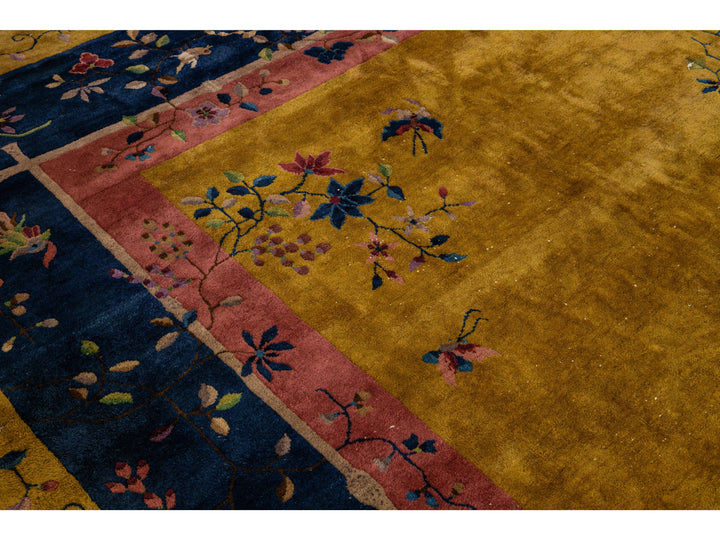 Antique Art Deco Chinese Wool Rug 12 X 20