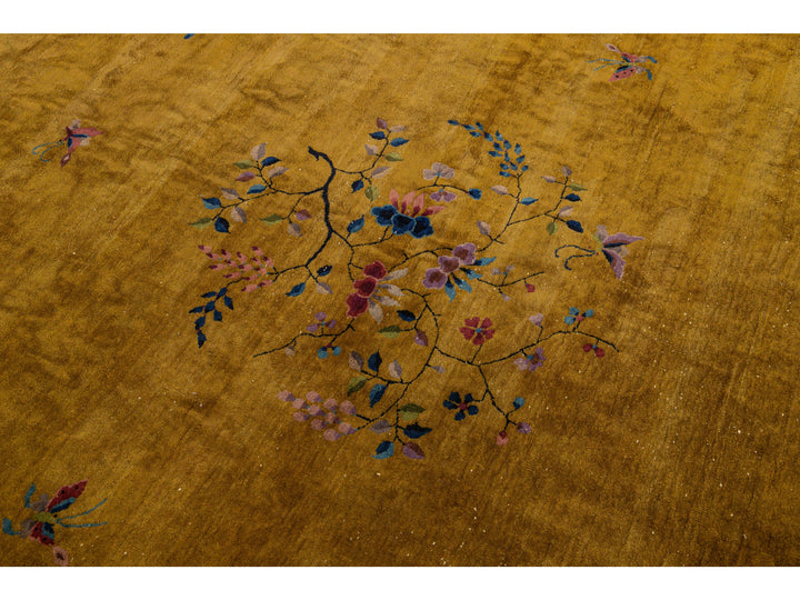 Antique Art Deco Chinese Wool Rug 12 X 20