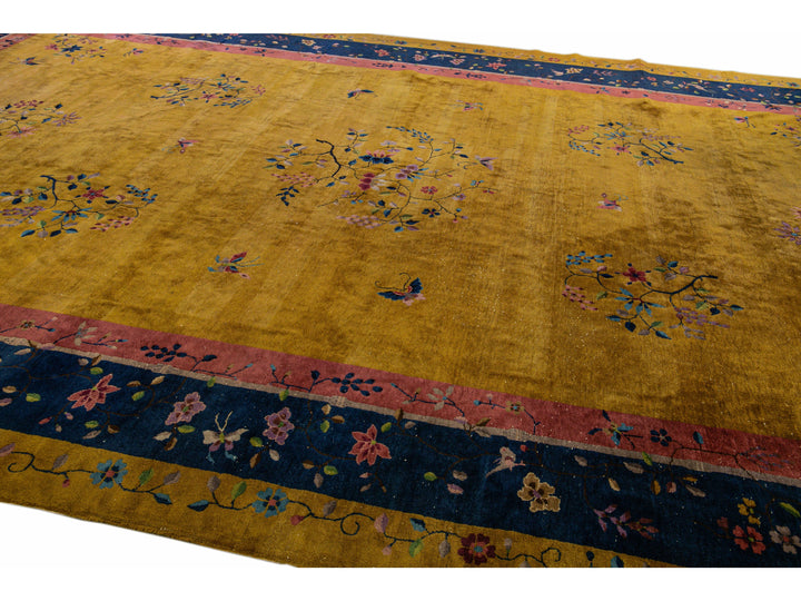 Antique Art Deco Chinese Wool Rug 12 X 20