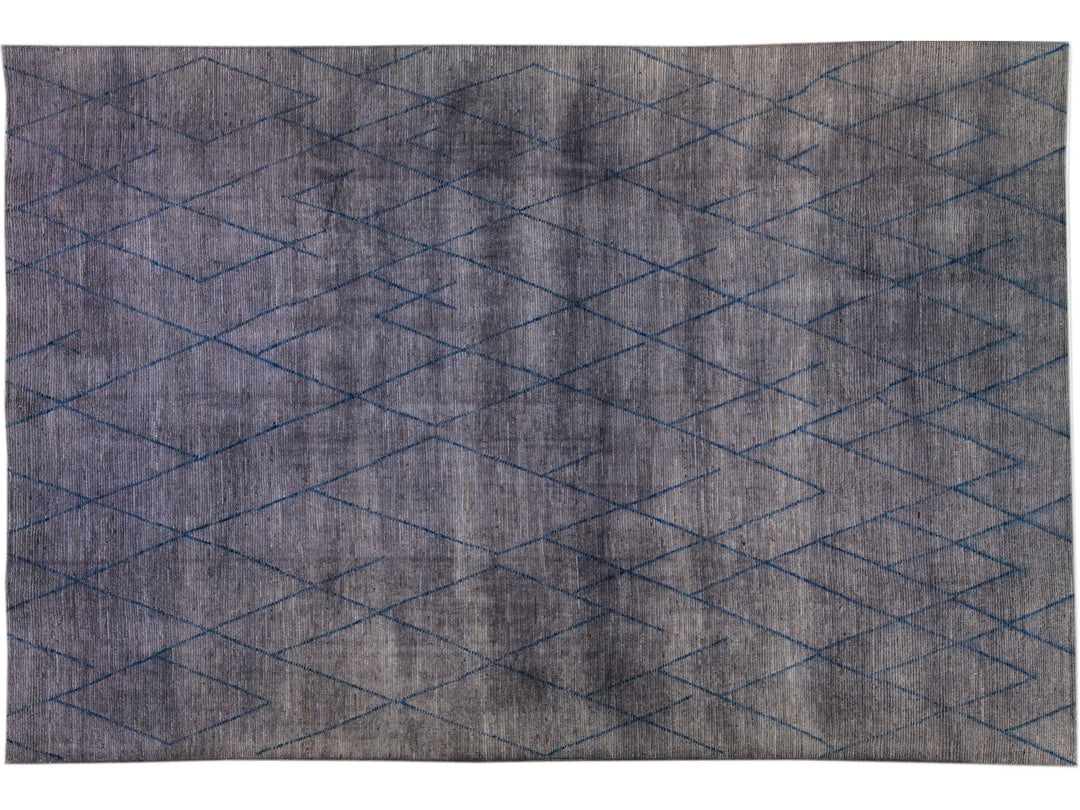 Modern Moroccan Style Handmade Tribal Gray Oversize Wool Rug
