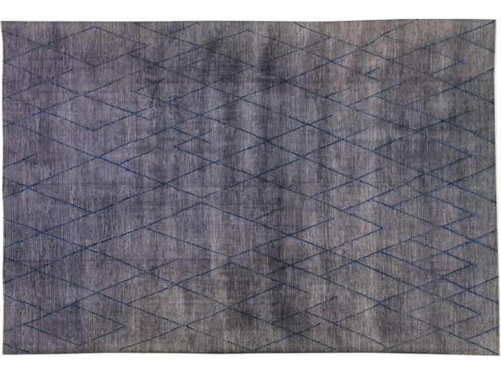 Modern Moroccan Style Handmade Tribal Gray Oversize Wool Rug
