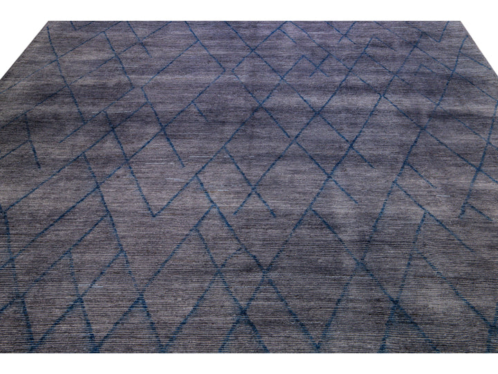 Modern Moroccan Style Handmade Tribal Gray Oversize Wool Rug
