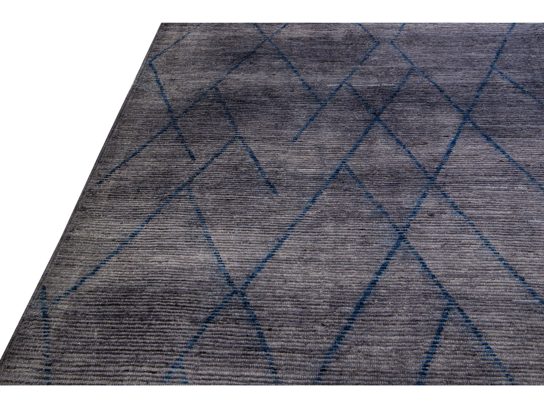 Modern Moroccan Style Handmade Tribal Gray Oversize Wool Rug