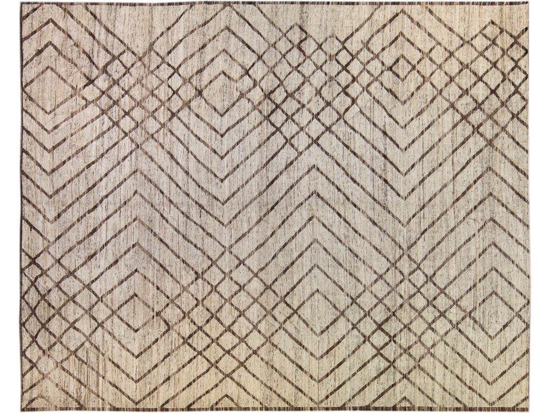 Modern Moroccan Wool Rug 11 X 14