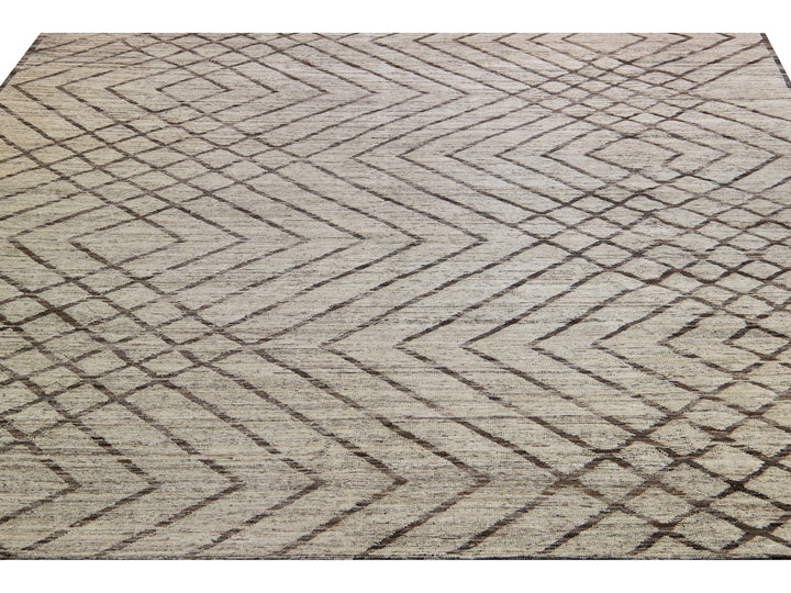 Modern Moroccan Wool Rug 11 X 14