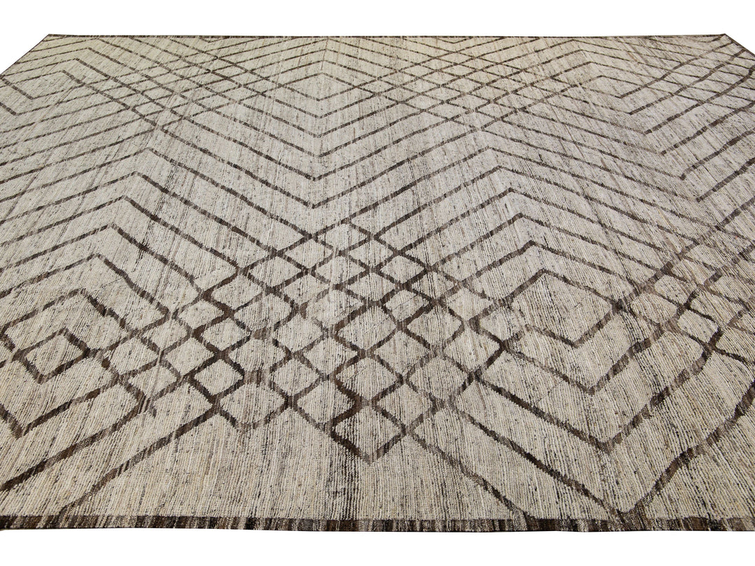 Modern Moroccan Wool Rug 11 X 14
