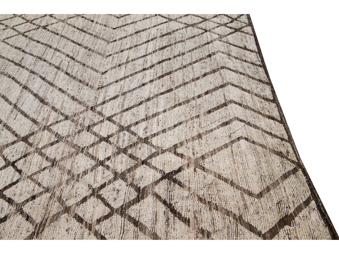 Modern Moroccan Wool Rug 11 X 14