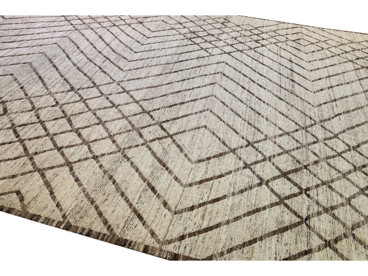 Modern Moroccan Wool Rug 11 X 14
