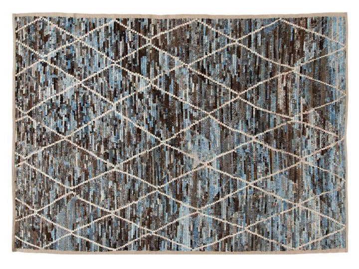 Modern Moroccan-Style Room Size Wool Rug 7 X 9