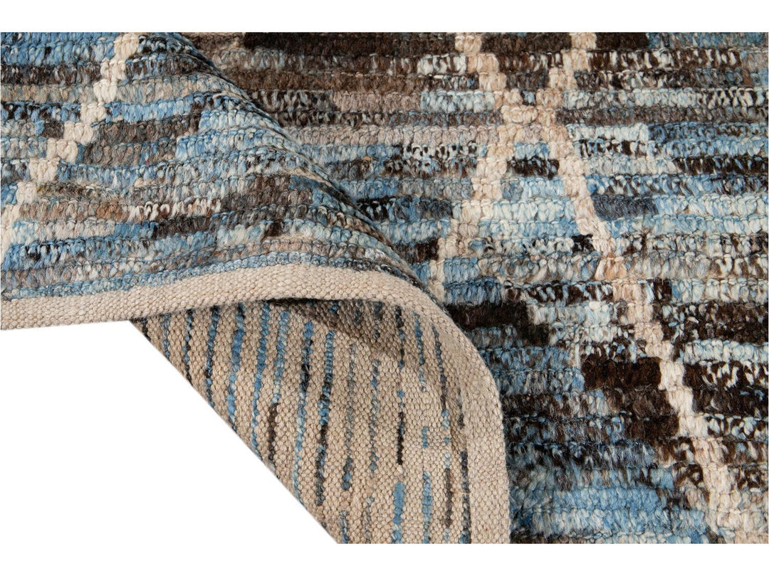 Modern Moroccan-Style Room Size Wool Rug 7 X 9