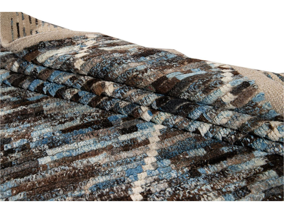 Modern Moroccan-Style Room Size Wool Rug 7 X 9