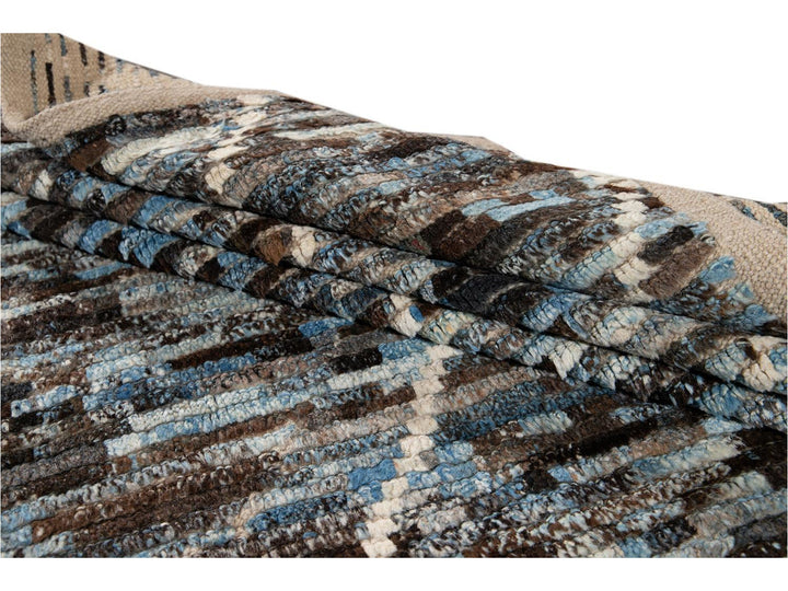 Modern Moroccan-Style Room Size Wool Rug 7 X 9