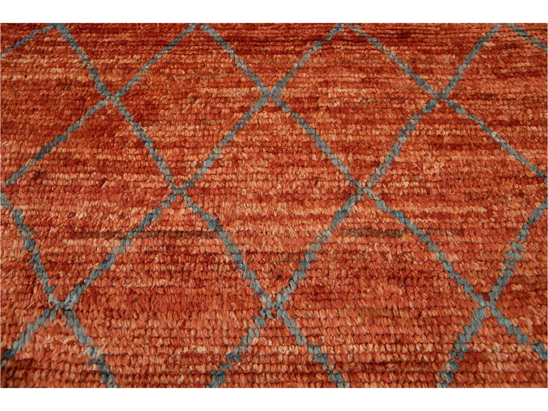 Modern Moroccan-Style Tribal Wool Rug 9 X 10