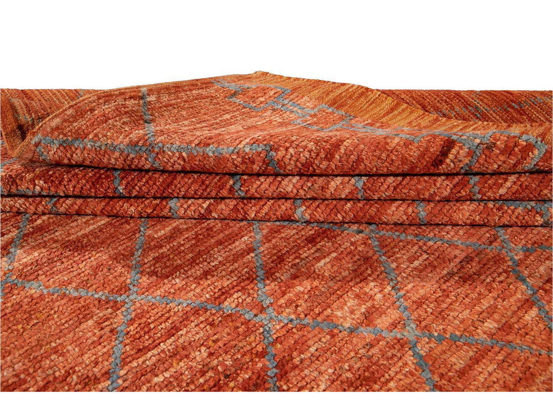 Modern Moroccan-Style Tribal Wool Rug 9 X 10