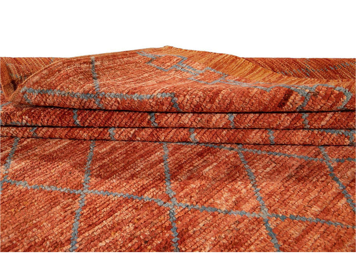 Modern Moroccan-Style Tribal Wool Rug 9 X 10