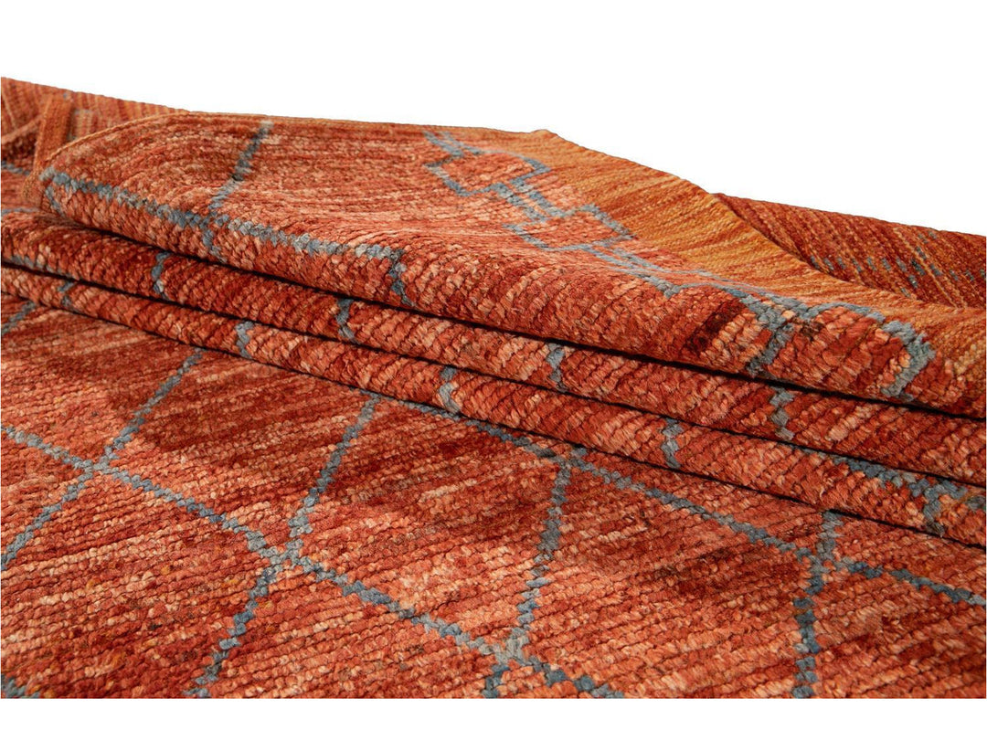 Modern Moroccan-Style Tribal Wool Rug 9 X 10