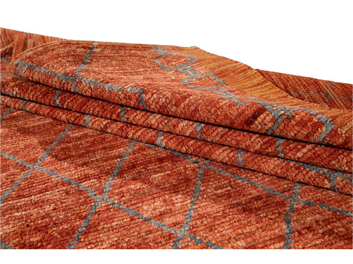 Modern Moroccan-Style Tribal Wool Rug 9 X 10