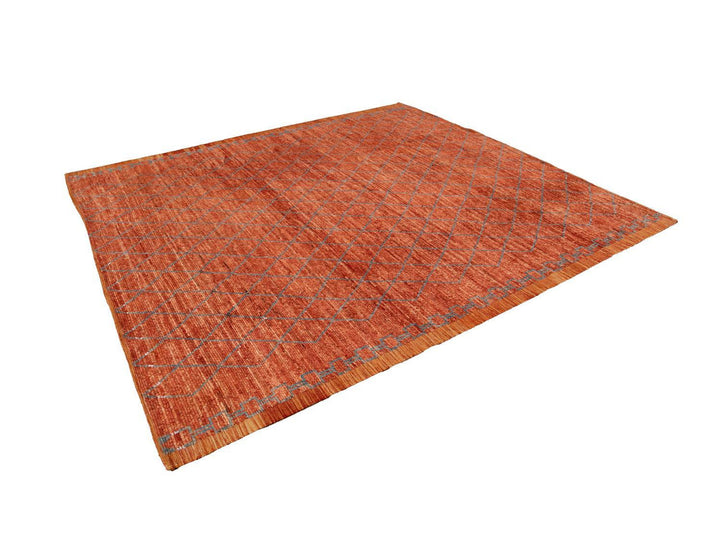 Modern Moroccan-Style Tribal Wool Rug 9 X 10