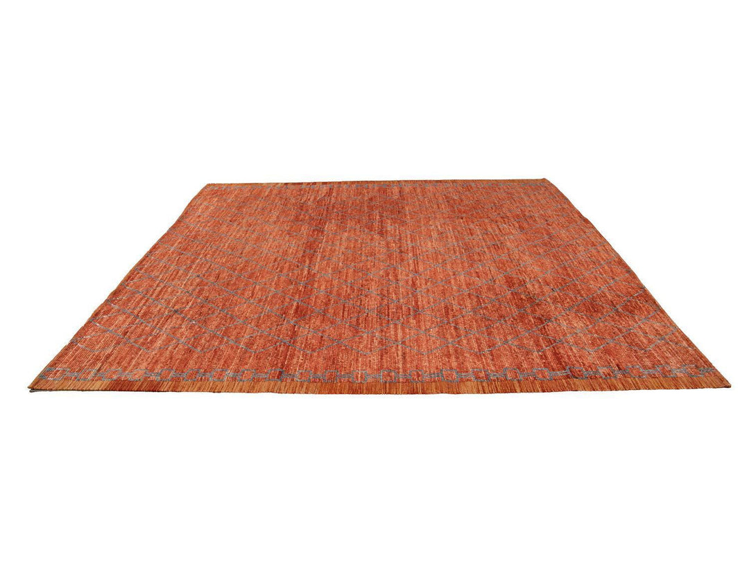 Modern Moroccan-Style Tribal Wool Rug 9 X 10