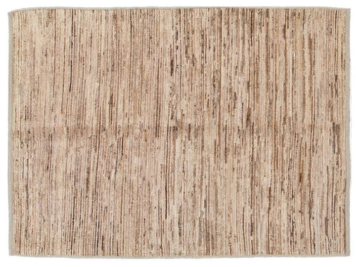 Modern Beige Moroccan-Style Wool Rug 4 X 5