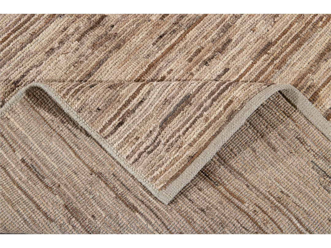 Modern Beige Moroccan-Style Wool Rug 4 X 5