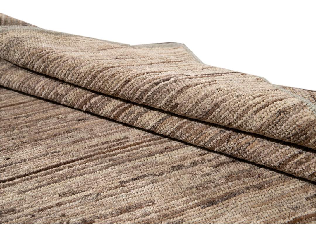 Modern Beige Moroccan-Style Wool Rug 4 X 5