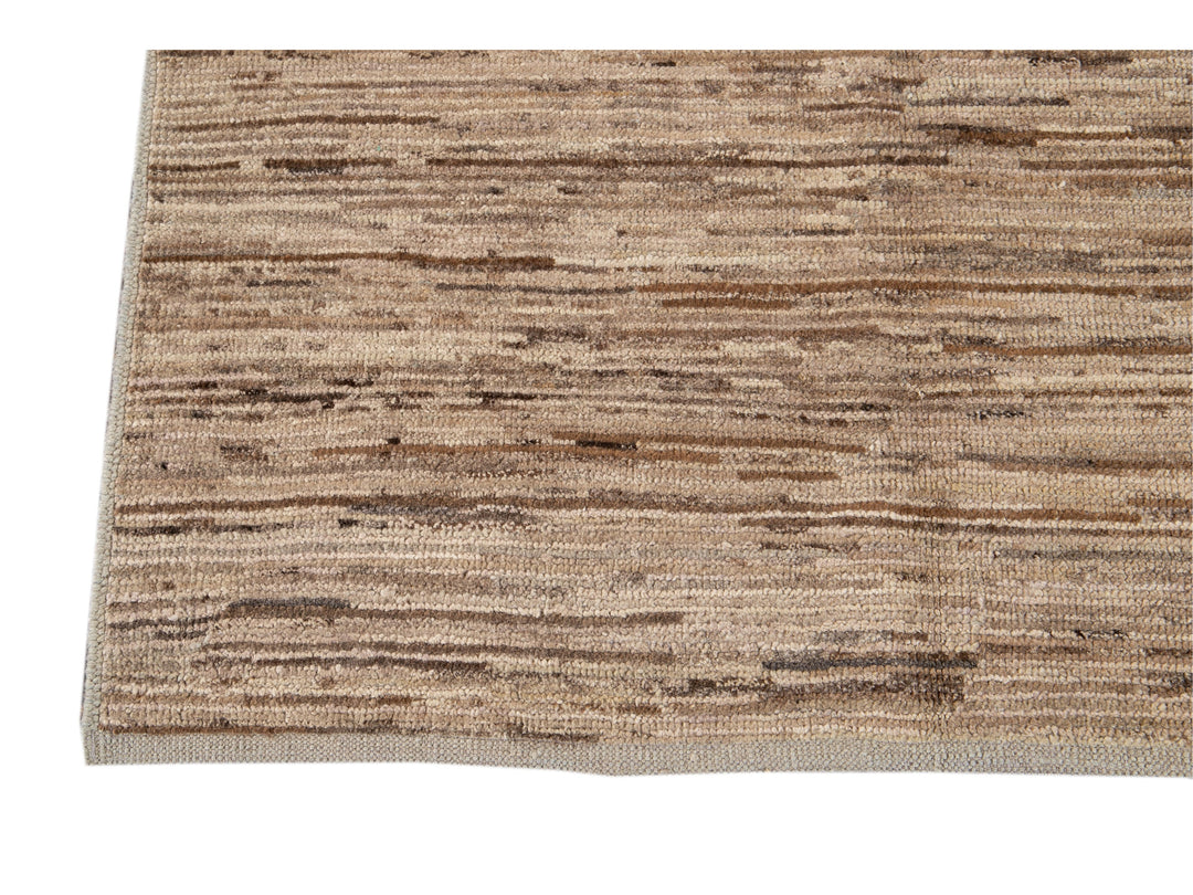 Modern Beige Moroccan-Style Wool Rug 4 X 5