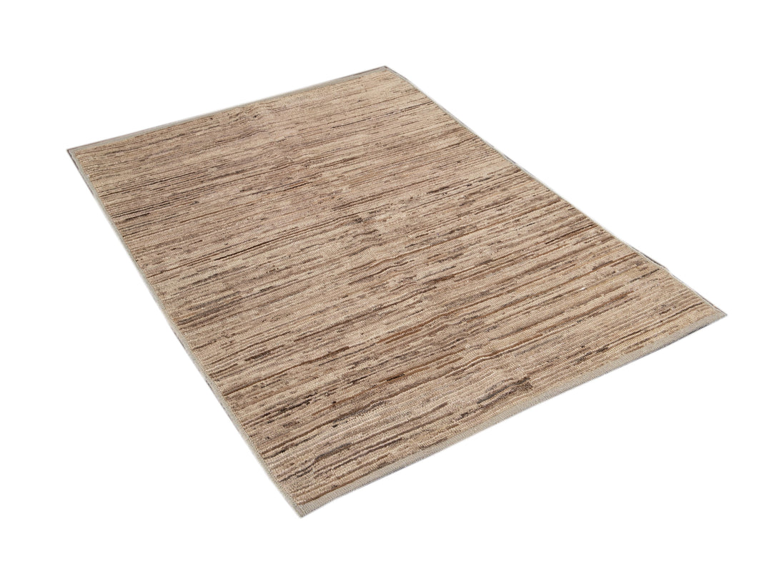 Modern Beige Moroccan-Style Wool Rug 4 X 5