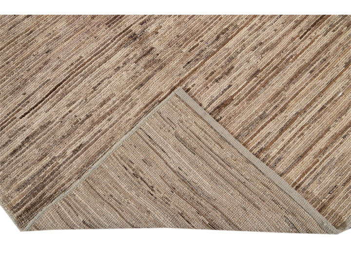 Modern Beige Moroccan-Style Wool Rug 4 X 5