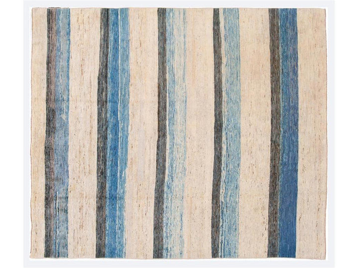 Modern Moroccan-Style Striped Wool Rug 8 X 10