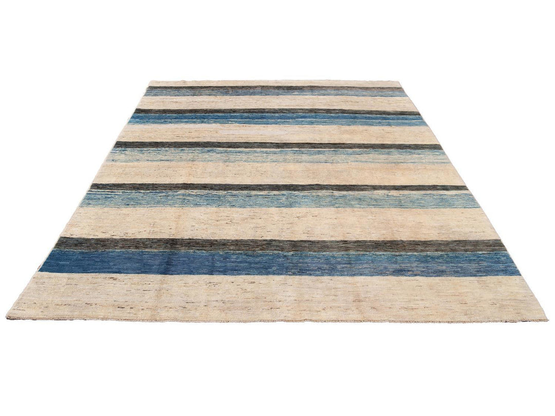 Modern Moroccan-Style Striped Wool Rug 8 X 10