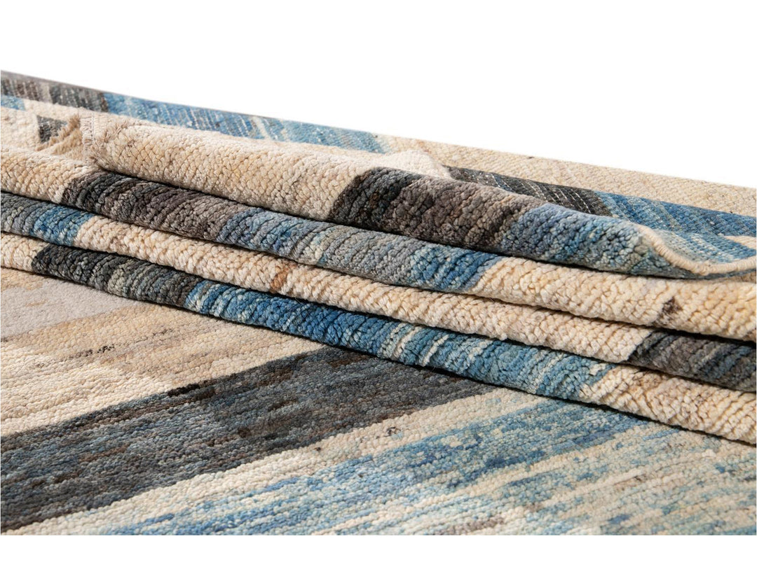 Modern Moroccan-Style Striped Wool Rug 8 X 10