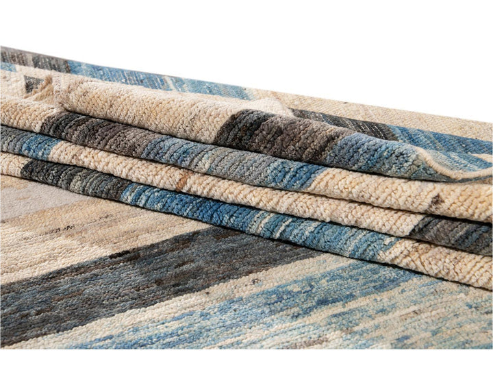 Modern Moroccan-Style Striped Wool Rug 8 X 10