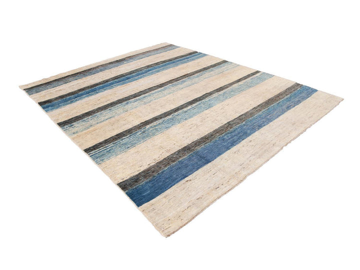 Modern Moroccan-Style Striped Wool Rug 8 X 10