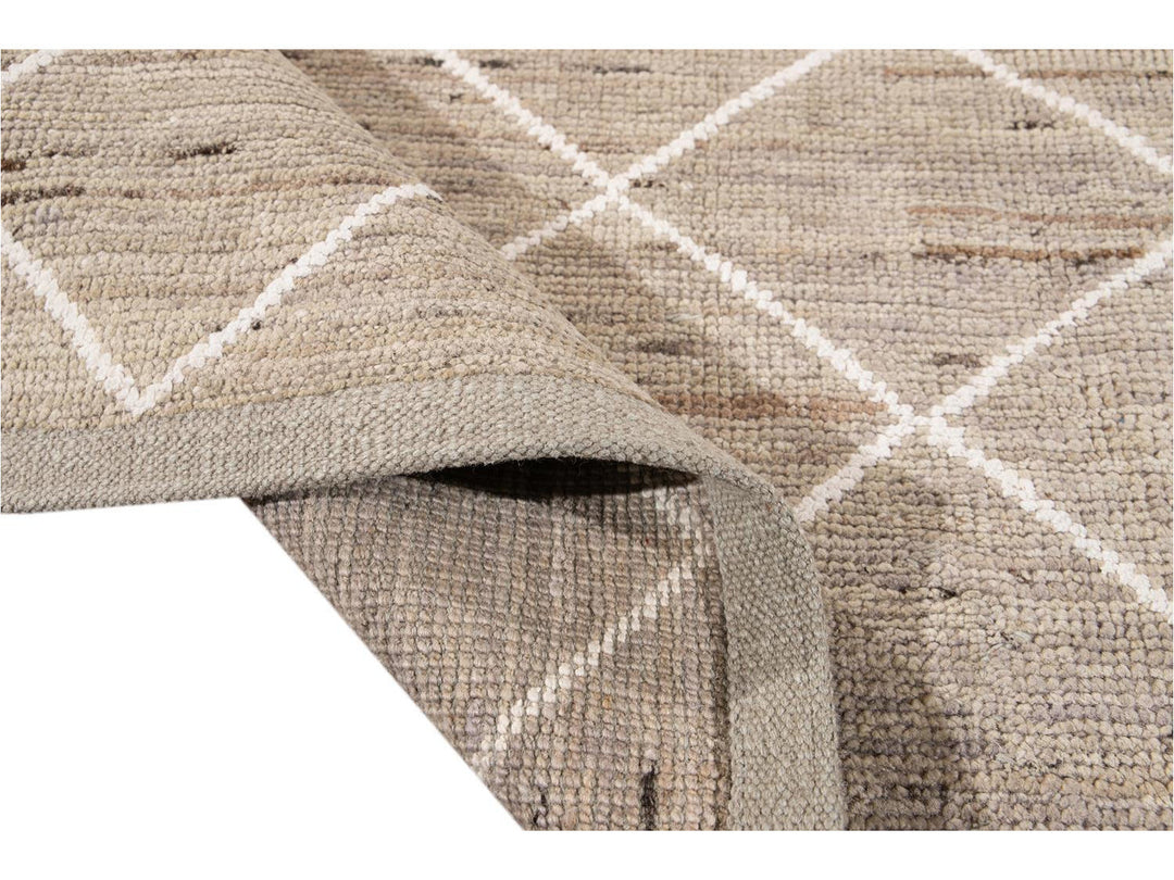 Modern Moroccan-Style Tribal Wool Rug 8 X 10