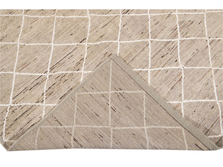 Modern Moroccan-Style Tribal Wool Rug 8 X 10