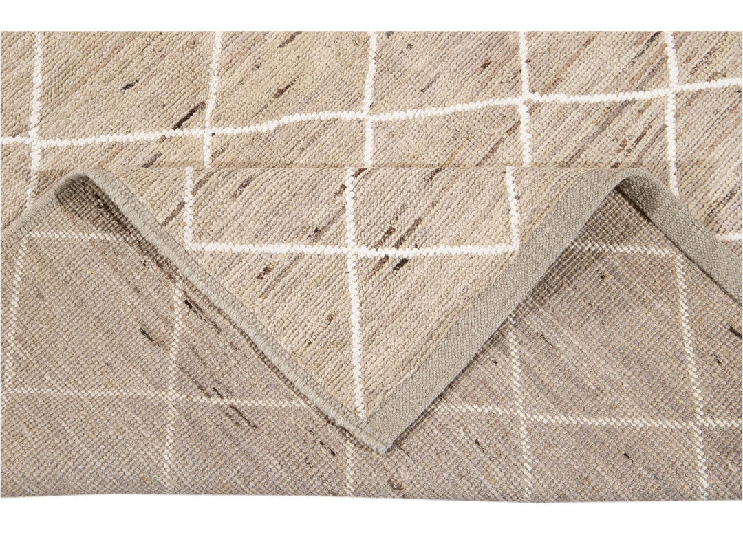 Modern Moroccan-Style Tribal Wool Rug 8 X 10