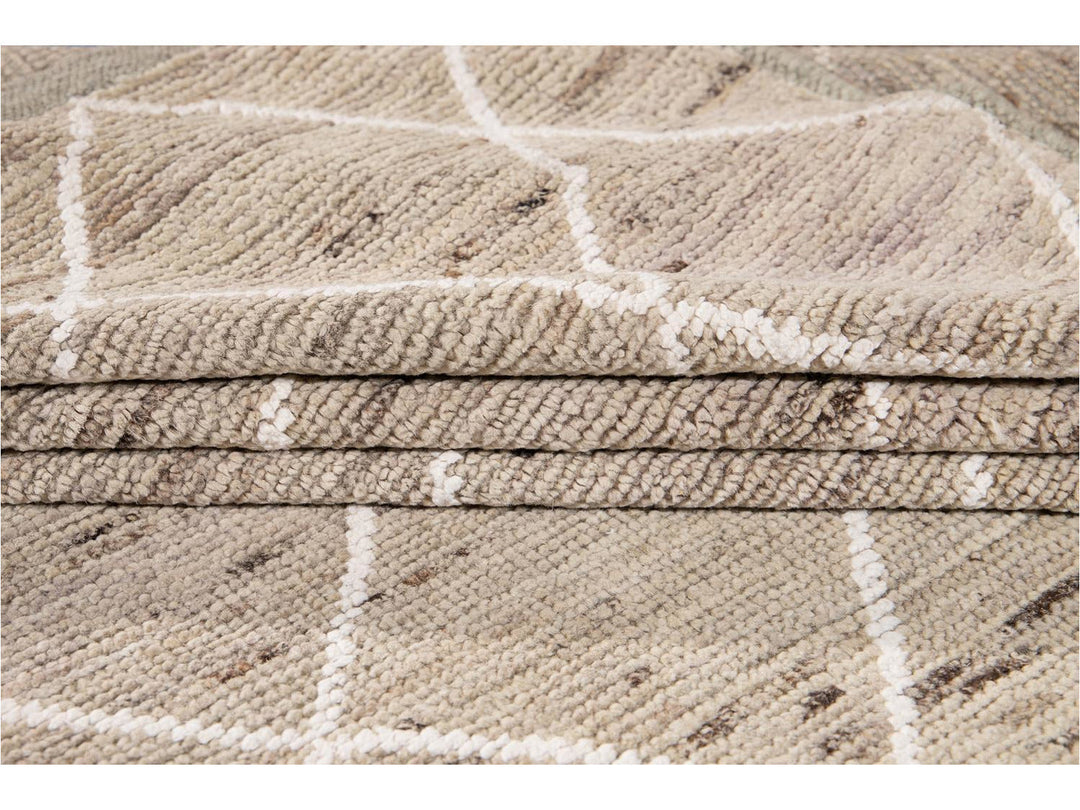 Modern Moroccan-Style Tribal Wool Rug 8 X 10