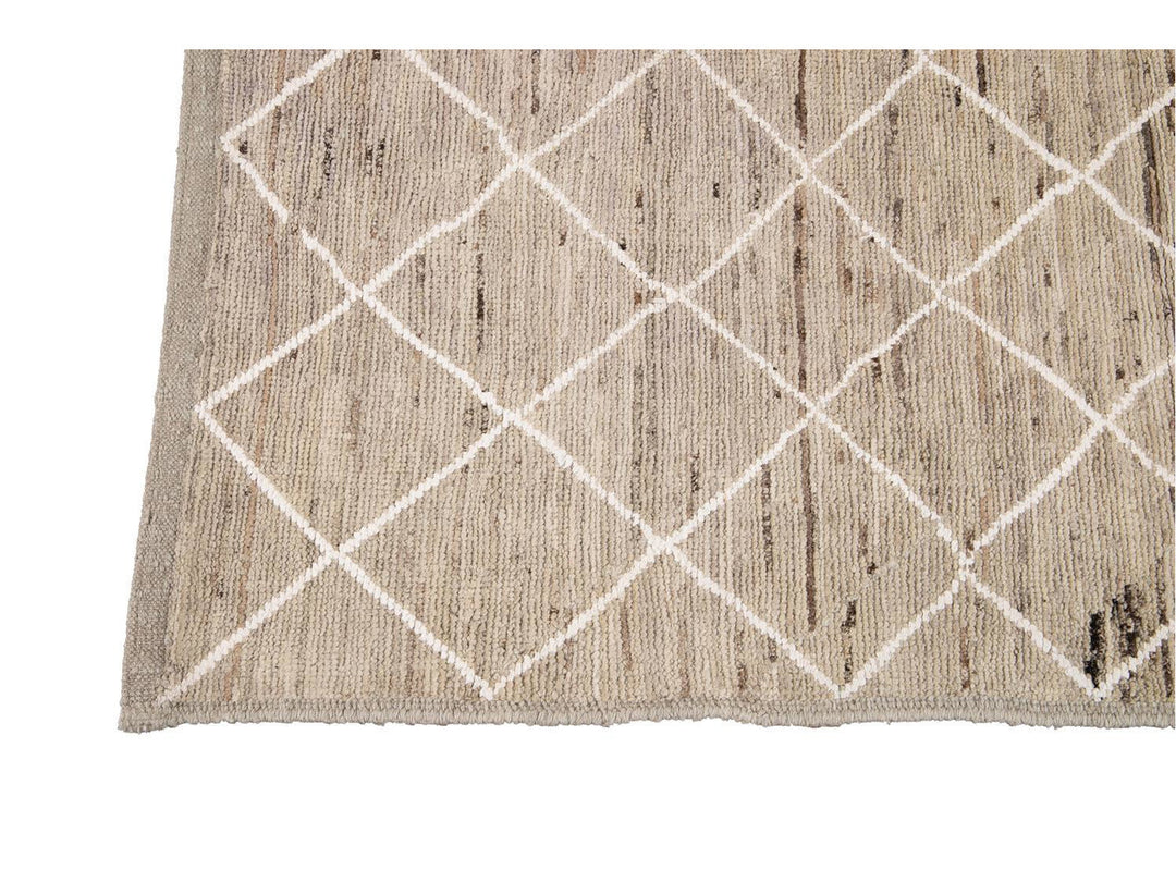 Modern Moroccan-Style Tribal Wool Rug 8 X 10