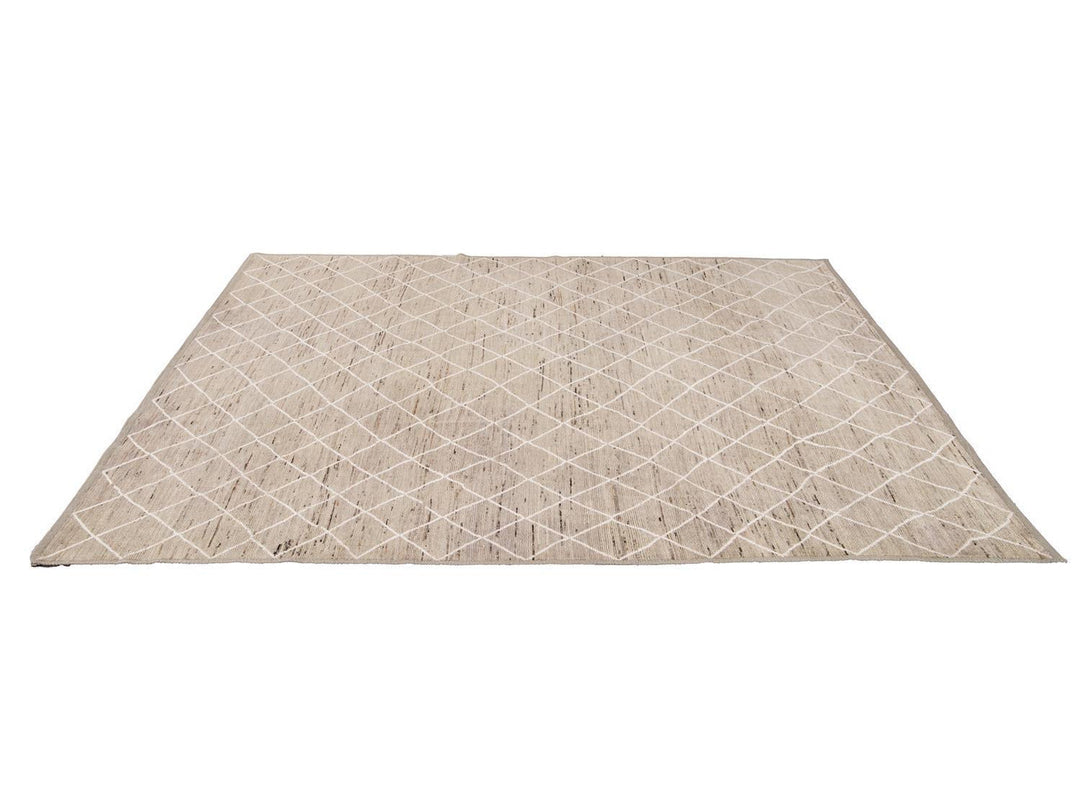 Modern Moroccan-Style Tribal Wool Rug 8 X 10