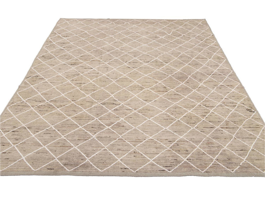 Modern Moroccan-Style Tribal Wool Rug 8 X 10