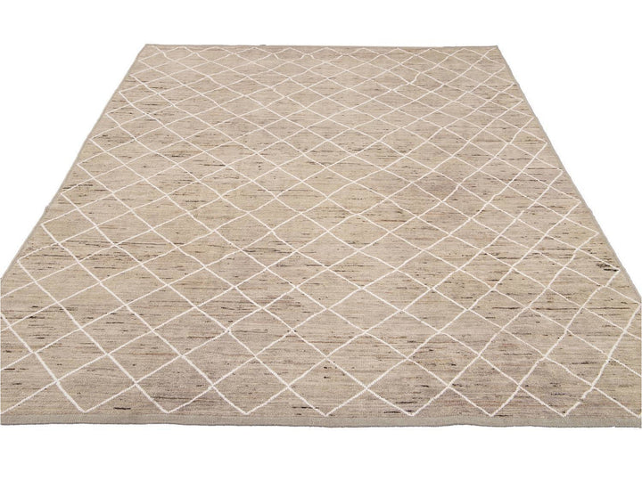Modern Moroccan-Style Tribal Wool Rug 8 X 10