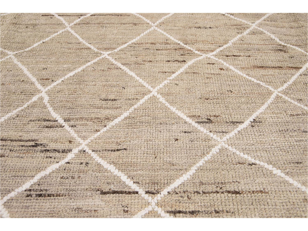 Modern Moroccan-Style Tribal Wool Rug 8 X 10
