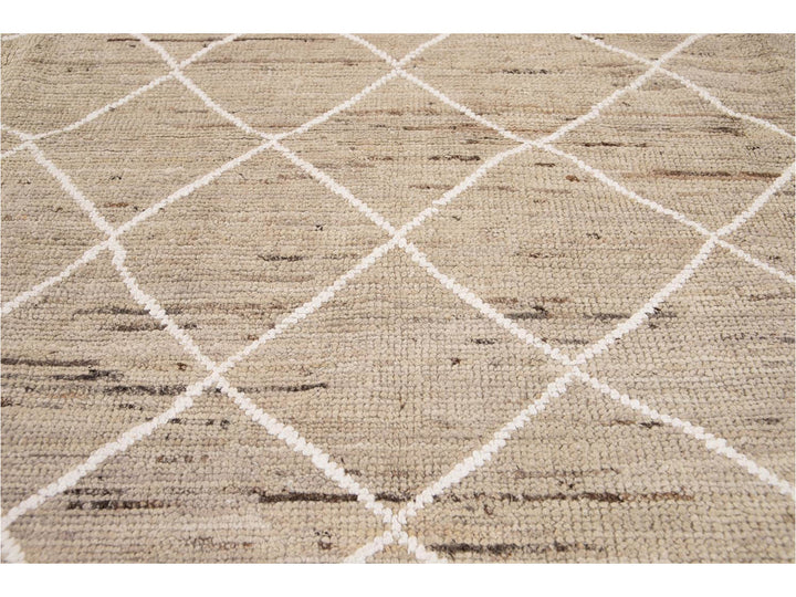 Modern Moroccan-Style Tribal Wool Rug 8 X 10