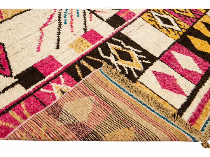 Modern Moroccan Style Handmade Boho Pattern Multicolor Wool Rug