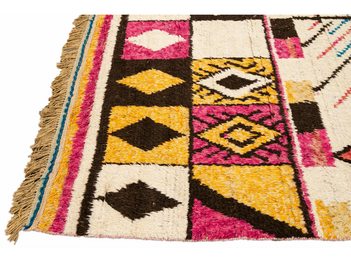 Modern Moroccan Style Handmade Boho Pattern Multicolor Wool Rug
