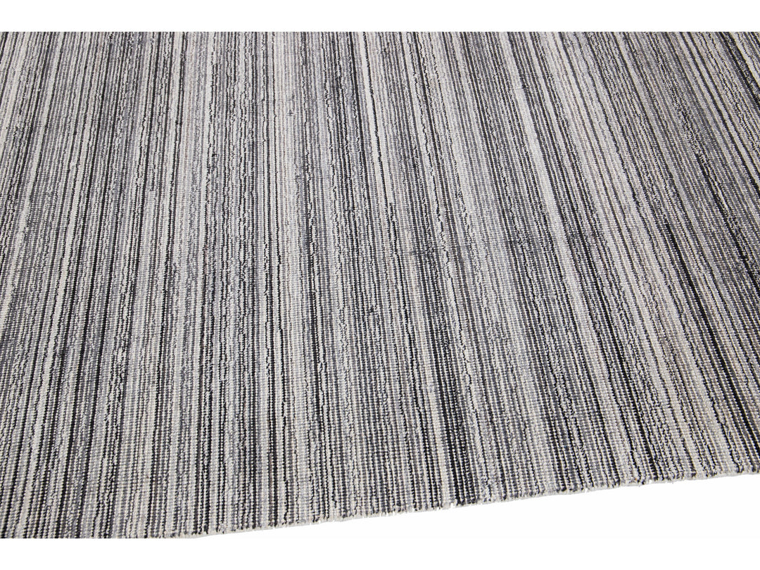 Modern Bamboo & Silk Groove Rug 9 X 12