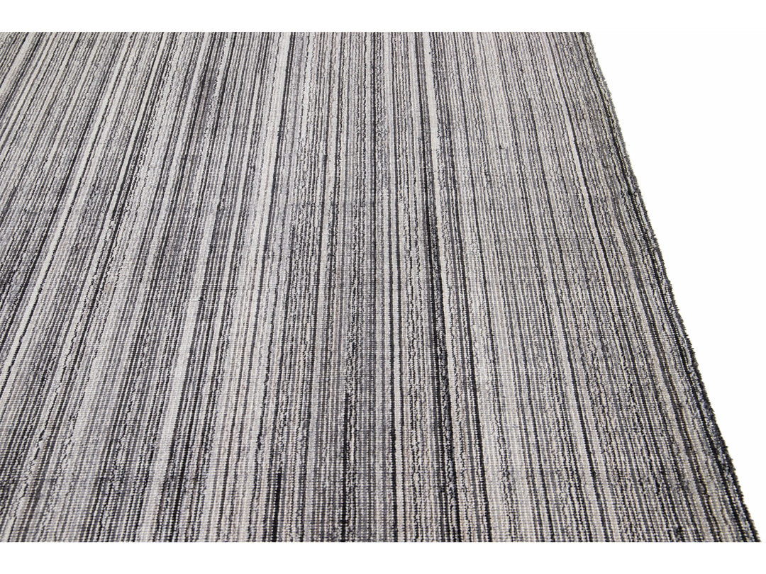 Modern Bamboo & Silk Groove Rug 9 X 12