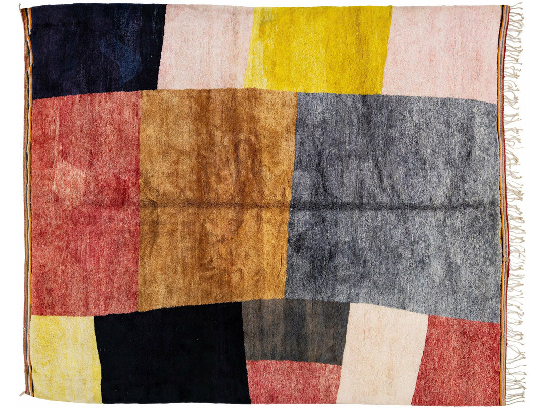 Modern Moroccan Handmade Abstract Multicolor Wool Rug