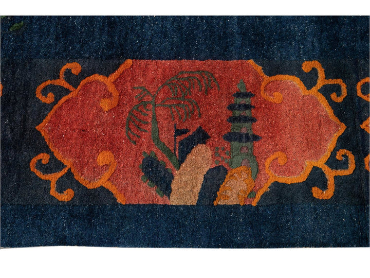 Antique Art Deco Chinese wool Rug 12 X 13
